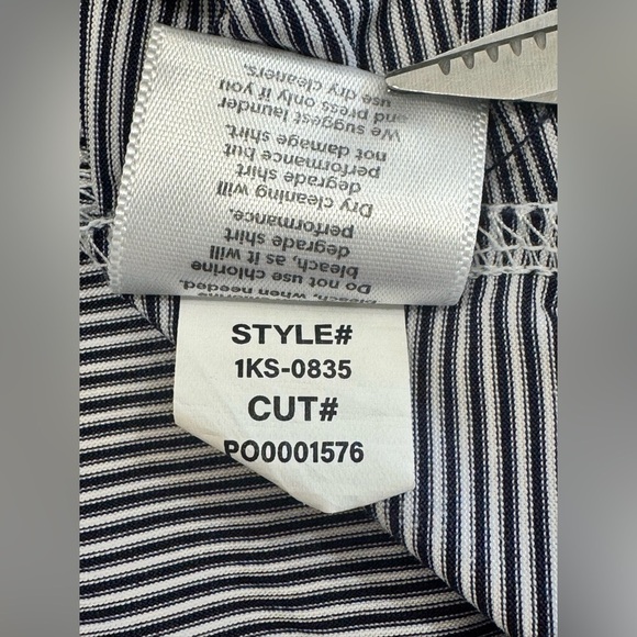 Mizzen Main Versa Polo Shirt Mens Large Trim Blue/White Stripe Performance Golf - Picture 6 of 8